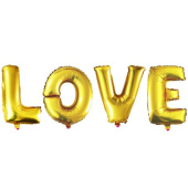 Шар фольга Буквы надпись LOVE Золото Gold FL 16'' 41см (уп4)