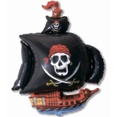 Шар фольга фигура Корабль пиратский чёрный 56х96см