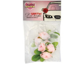 Бутоньерка для авто Розы розовые фатин (уп2)