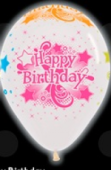 Шар латекс 12"/Sp кристалл Happy Birthday Разноцветная печать НЕОН прозрачный 390 (50шт)
