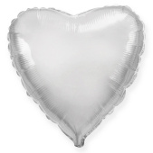 Шар фольга без рисунка 32" сердце Серебро Silver металлик Fm
