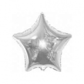 Шар фольга без рисунка 9" звезда Серебро металлик Fm
