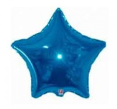 Шар фольга без рисунка 30" звезда Синяя Blue металлик Fm