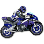 Шар фольга фигура Мотоциклист синий 68х80см 82л 27"х31" Fm