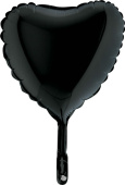 Шар фольга без рисунка 9'' сердце Черное пастель GR