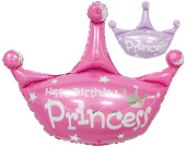 Шар фольга фигура Корона С Днем Рождения Принцесса Розовый 32" FL