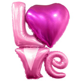Шар фольга Буквы надпись LOVE Розовый голография FL 41'' 104см
