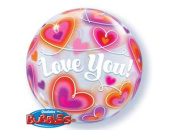 Шар фольга Сфера 3D Deco Bubble 22" I LOVE YOU Сердца
