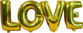 Шар фольга Буквы надпись LOVE Золото Gold FL 40'' 102см (уп4)