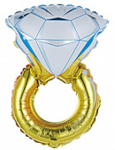 Шар фольга фигура Кольцо с бриллиантом Золото 69см 27'' FL