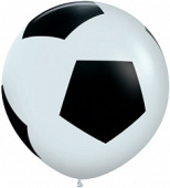 Шар латекс 36"/Sp пастель Футбольный мяч Белый 005 5ст 1шт