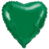 Шар фольга без рисунка 32" сердце Зеленое Green металлик Fm