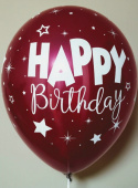 Шар латекс 12''/Sp металлик Happy Birthday FANTASY двойной шар ассорти (8шт)