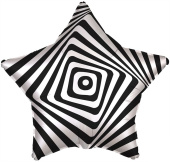 Шар фольга 18''/AG звезда Иллюзия черно-белая