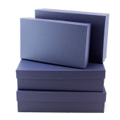 Коробка прямоугольник Синяя рифленая 30х20х8 29х18х7 26х16х6 24х14х5см набор 4 в1