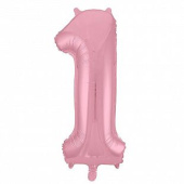 Шар фольга Цифра 40''/AG Slim Розовый фламинго "1"