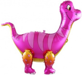 Шар фольга ХОД Динозавр Брахиозавр Розовый 25'' 64см FL