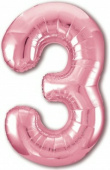 Шар фольга Цифра 40''/AG Slim Розовый фламинго "3"