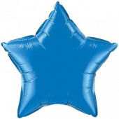 Шар фольга без рисунка 32" звезда Синяя металлик Fm