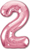 Шар фольга Цифра 40''/AG Slim Розовый фламинго "2"