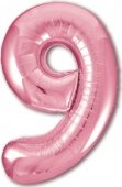 Шар фольга Цифра 40''/AG Slim Розовый фламинго "9"