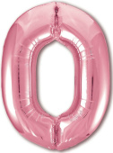Шар фольга Цифра 40''/AG Slim Розовый фламинго "0"