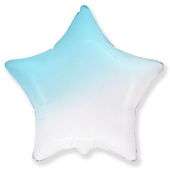Шар фольга без рисунка 32" звезда градиент Бело голубая BABY BLUE Fm