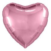 Шар фольга без рисунка 9'' сердце Розово-коралловый фламинго металлик AG