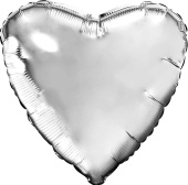 Шар фольга без рисунка 30" сердце Серебро Silver металлик AG