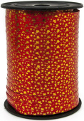 Лента бобина 5ммх250м Звезды Золотые Красный металлик