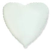Шар фольга без рисунка 32" сердце Белое пастель Fm