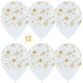 Шар латекс 12"/Sp пастель Сверкающие бриллианты Белый 005 ассорти (50шт)