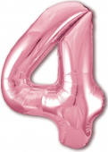 Шар фольга Цифра 40''/AG Slim Розовый фламинго "4"