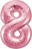 Шар фольга Цифра 40''/AG Slim Розовый фламинго "8"