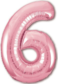 Шар фольга Цифра 40''/AG Slim Розовый фламинго "6"