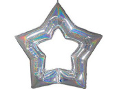 Шар фольга Звезда контур Серебро Silver блеск 48" GR