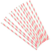 Трубочки для коктейля бумага Полоски Белые Розовый (уп12)
