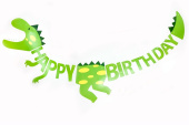 Гирлянда буквы 300см Happy birthday Динозавр Зеленый