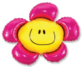 Шар фольга фигура Цветок солнечная улыбка фуксия 88х104см 139л 35"х41" Fm