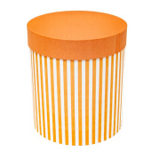 Коробка цилиндр Белые полоски Оранжевый 21х21х23см