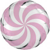 Шар фольга 18''/Fm круг Леденец конфета Розовый