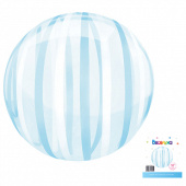 Шар фольга Сфера 3D Deco Bubble 18" Голубые полоски ВС