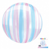 Шар фольга Сфера 3D Deco Bubble 18" Розово-голубые полоски ВС