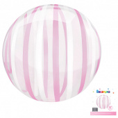 Шар фольга Сфера 3D Deco Bubble 18" Розовые полоски ВС