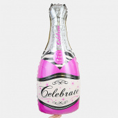 Шар фольга фигура Бутылка Веселый праздник розовый 39" 49х100см ВС