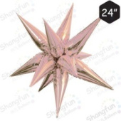 Шар фольга Звезда 3D составная 24'' 60см Розовое золото Pink gold
