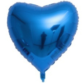 Шар фольга без рисунка 32" сердце Синее металлик КА