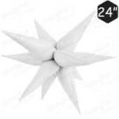 Шар фольга Звезда 3D составная 24'' 60см Белая White