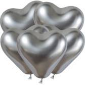 Шар латекс Сердце 12"/89/Gm хром Серебро Shiny Silver (25шт)