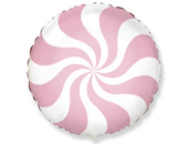 Шар фольга 18''/Fm круг Леденец конфета Розовая пастель